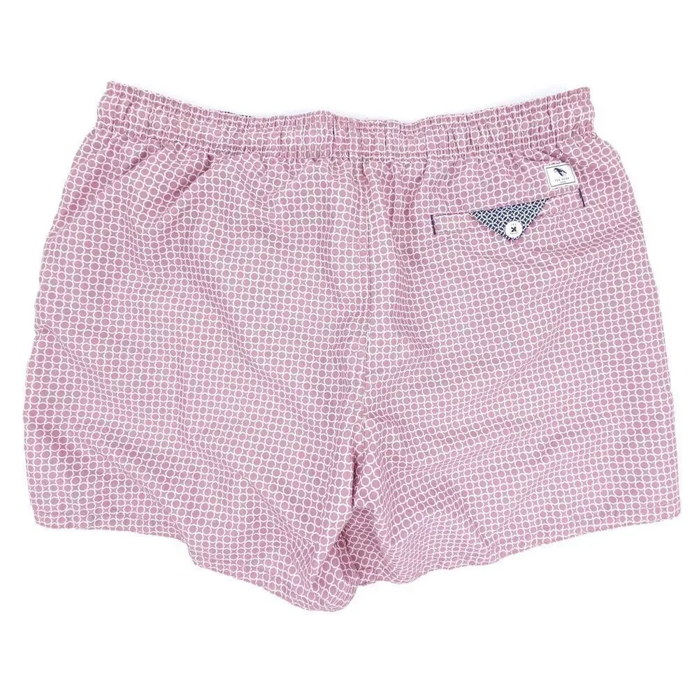 NEW Ted Baker Octagon Geometric Print Lined Swim Trunks Quiet Luxury Mauve 3XL